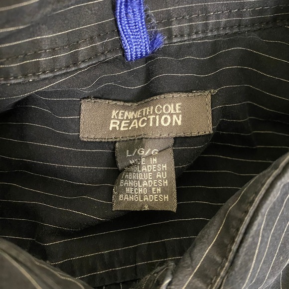 Kenneth Cole REACTION Button Down Shirt Men's‎ Large Gray Striped 100% Cotton - Picture 3 of 12